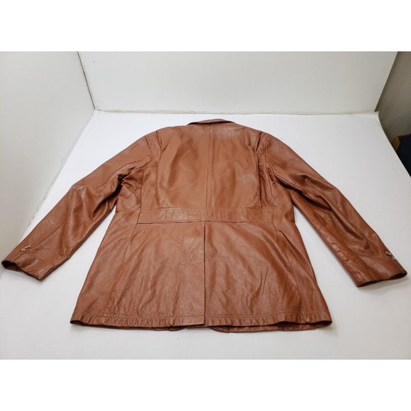 Breier of Amsterdam Mens Jacket Two Button Leather Pockets Brown Size 46 Vintage - Picture 12 of 15